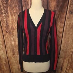 Cabi Stripe Button Up Sweatshirt Sz Med